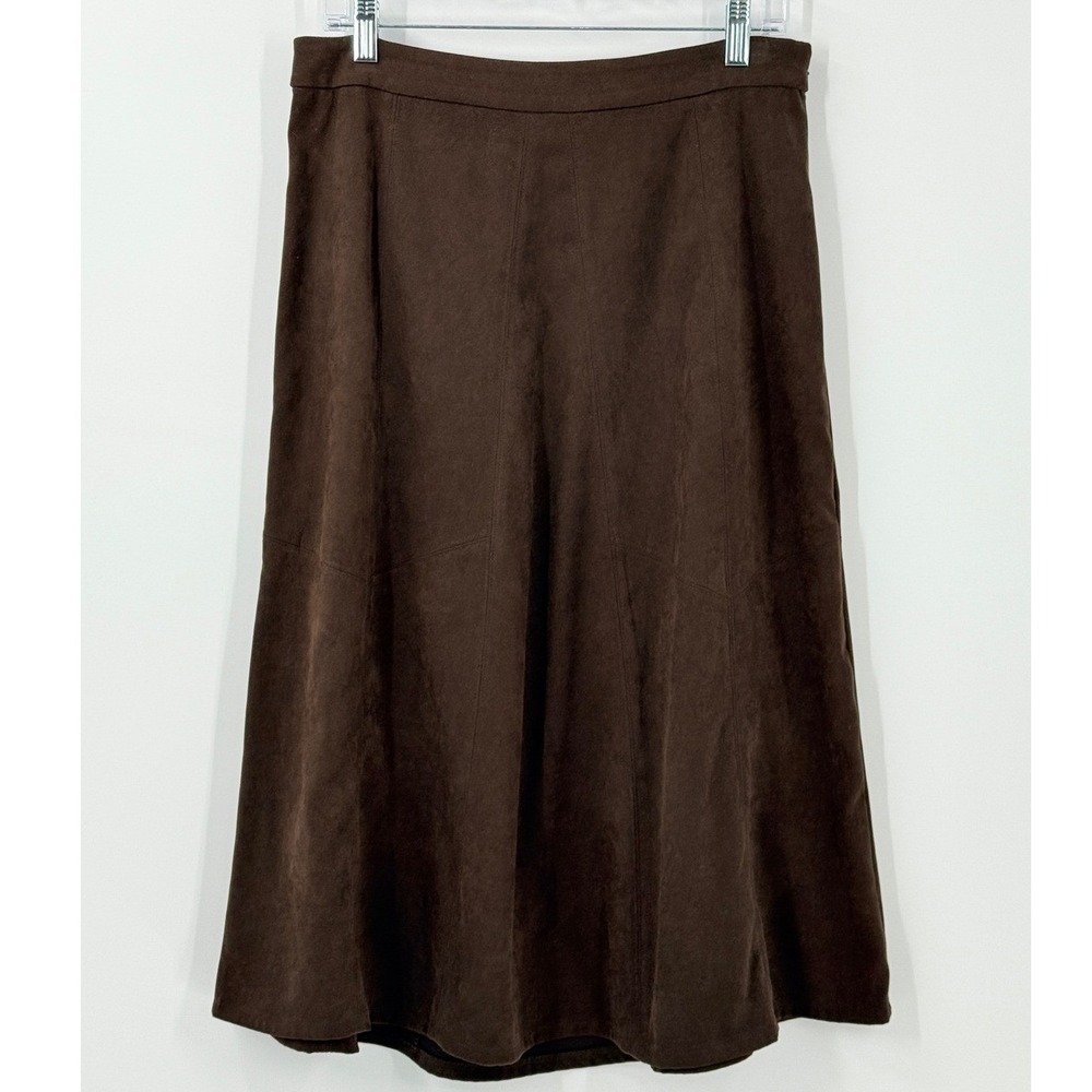 Christopher Banks Skirt Womens sz 8 Brown Forest Fairy Western Faux Suede earthy